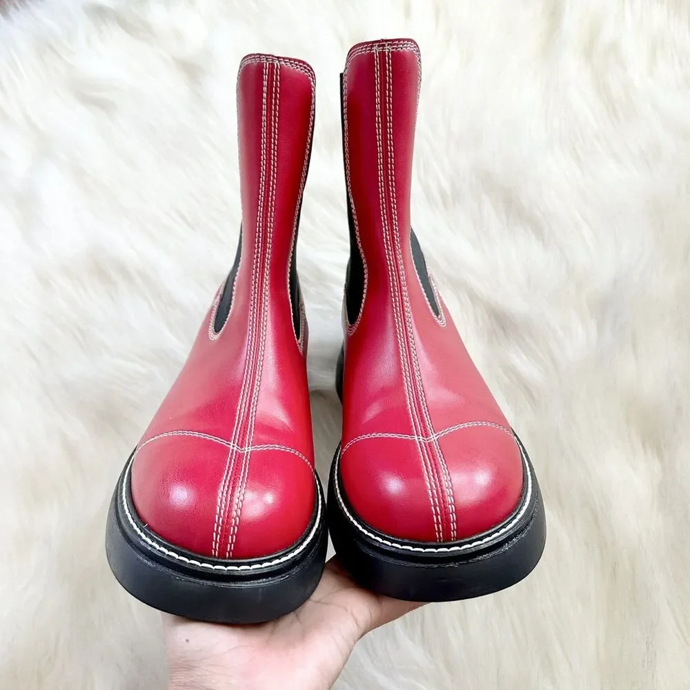 Ganni Everyday Mid Chelsea Boots in Red Size 40 (9.5 US)